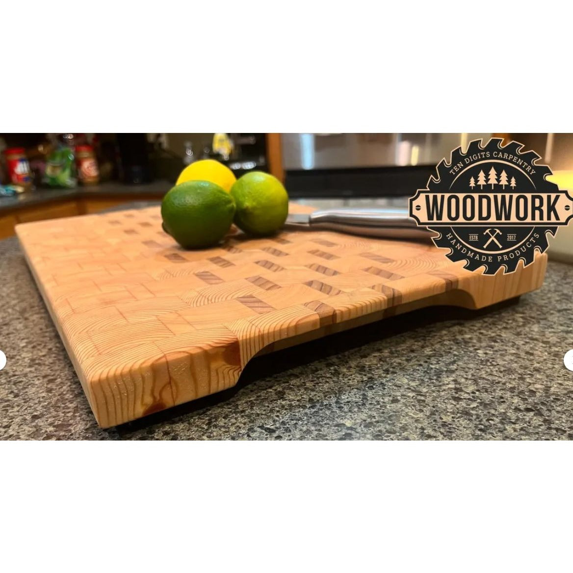 Handcrafted Cedar & Pine Wooden End Grain Cutting Board  Premium Solid Wood