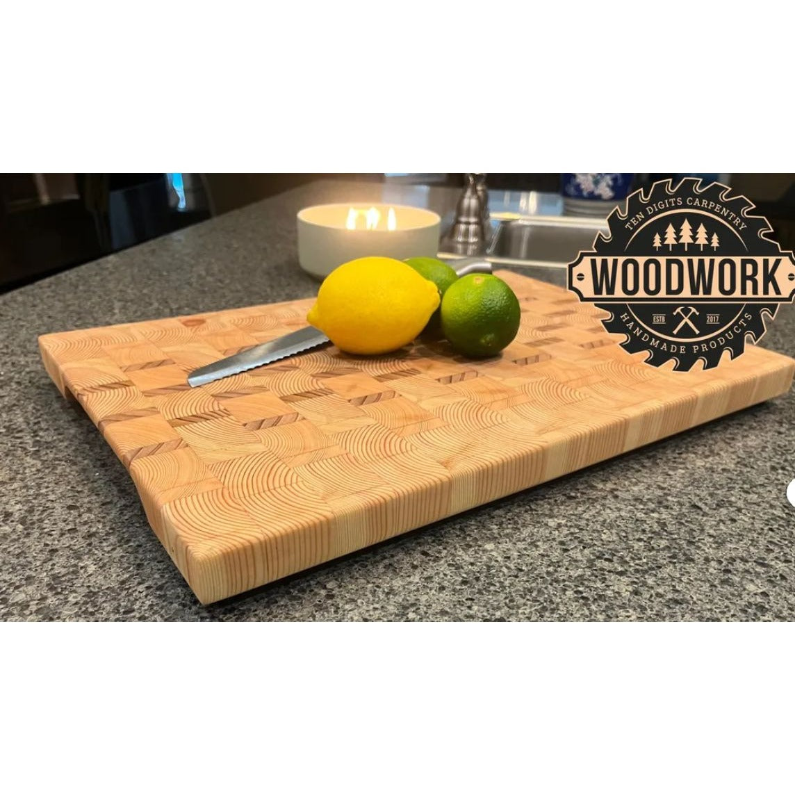 Handcrafted Cedar & Pine Wooden End Grain Cutting Board  Premium Solid Wood