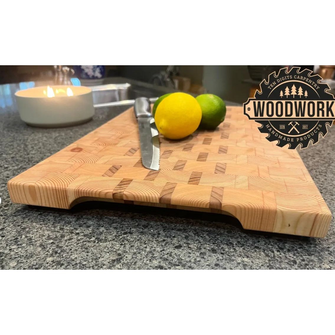 Handcrafted Cedar & Pine Wooden End Grain Cutting Board  Premium Solid Wood