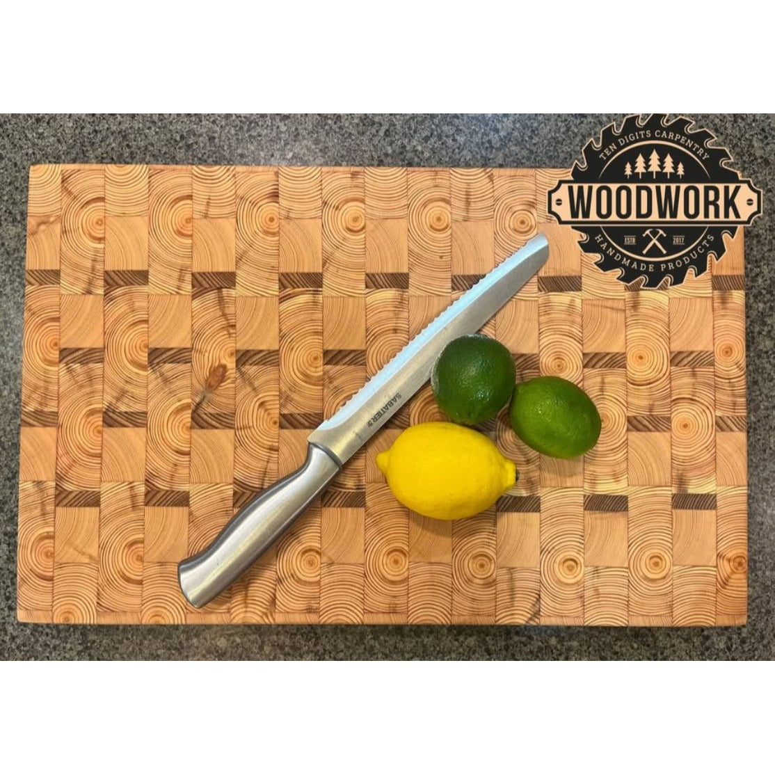 Handcrafted Cedar & Pine Wooden End Grain Cutting Board  Premium Solid Wood