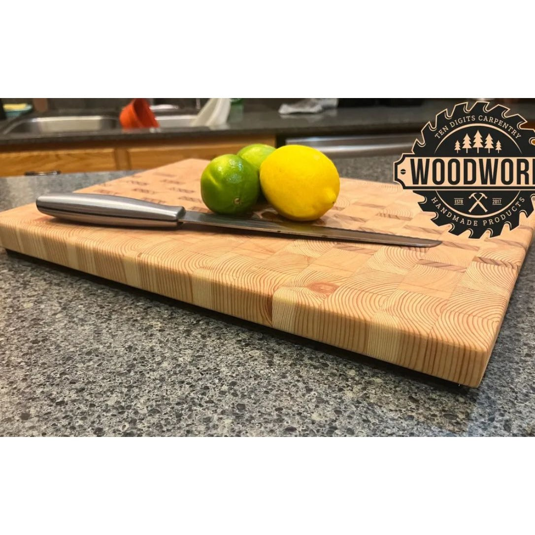 Handcrafted Cedar & Pine Wooden End Grain Cutting Board  Premium Solid Wood