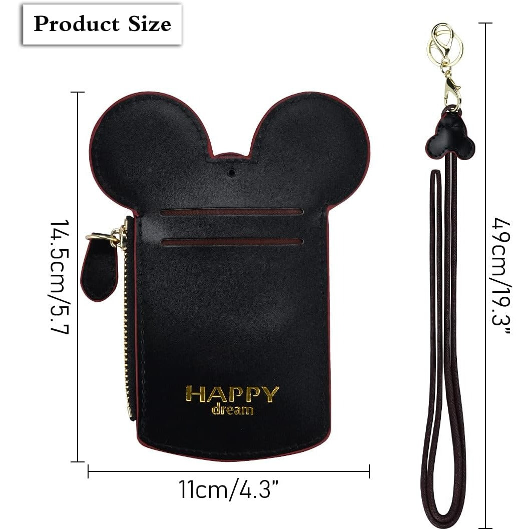 Mouse Ear ID Holder & Coin Pouch With Lanyard "Happy Dream" Design