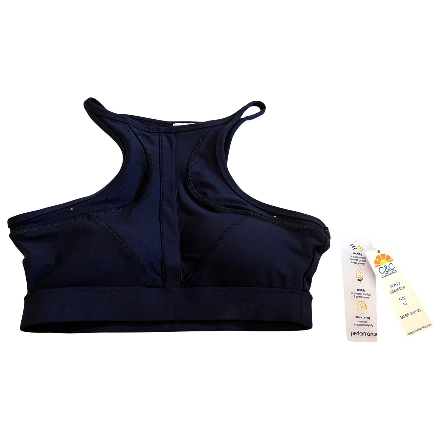 C&C California Black XS Performance Sports Bra With Moisture-Wicking & Quick-Drying Technology