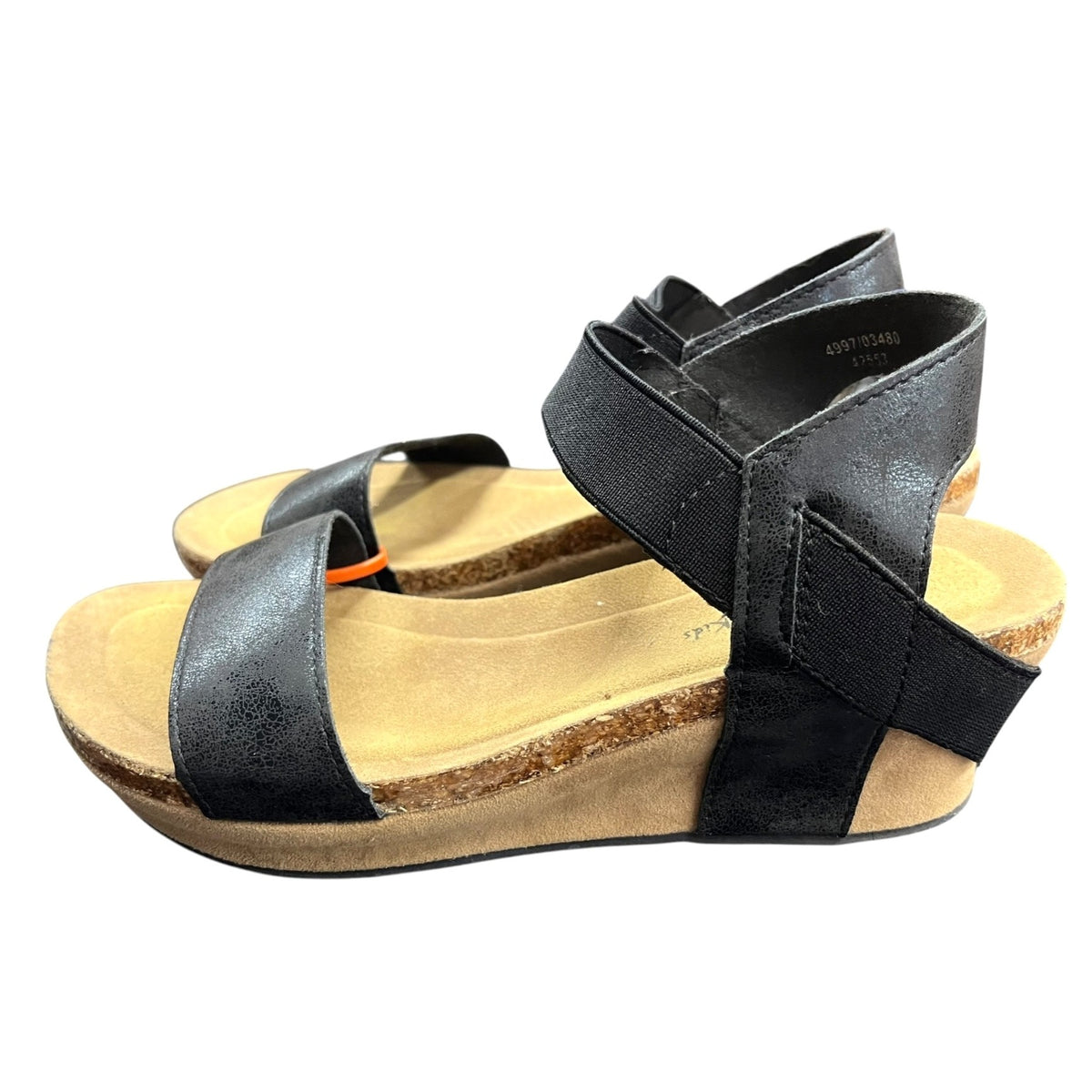 Pierre Dumas Kids Black Sandals Size 4 With Cork Sole And Elastic Straps