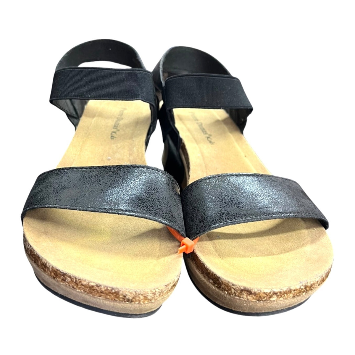 Pierre Dumas Kids Black Sandals Size 4 With Cork Sole And Elastic Straps