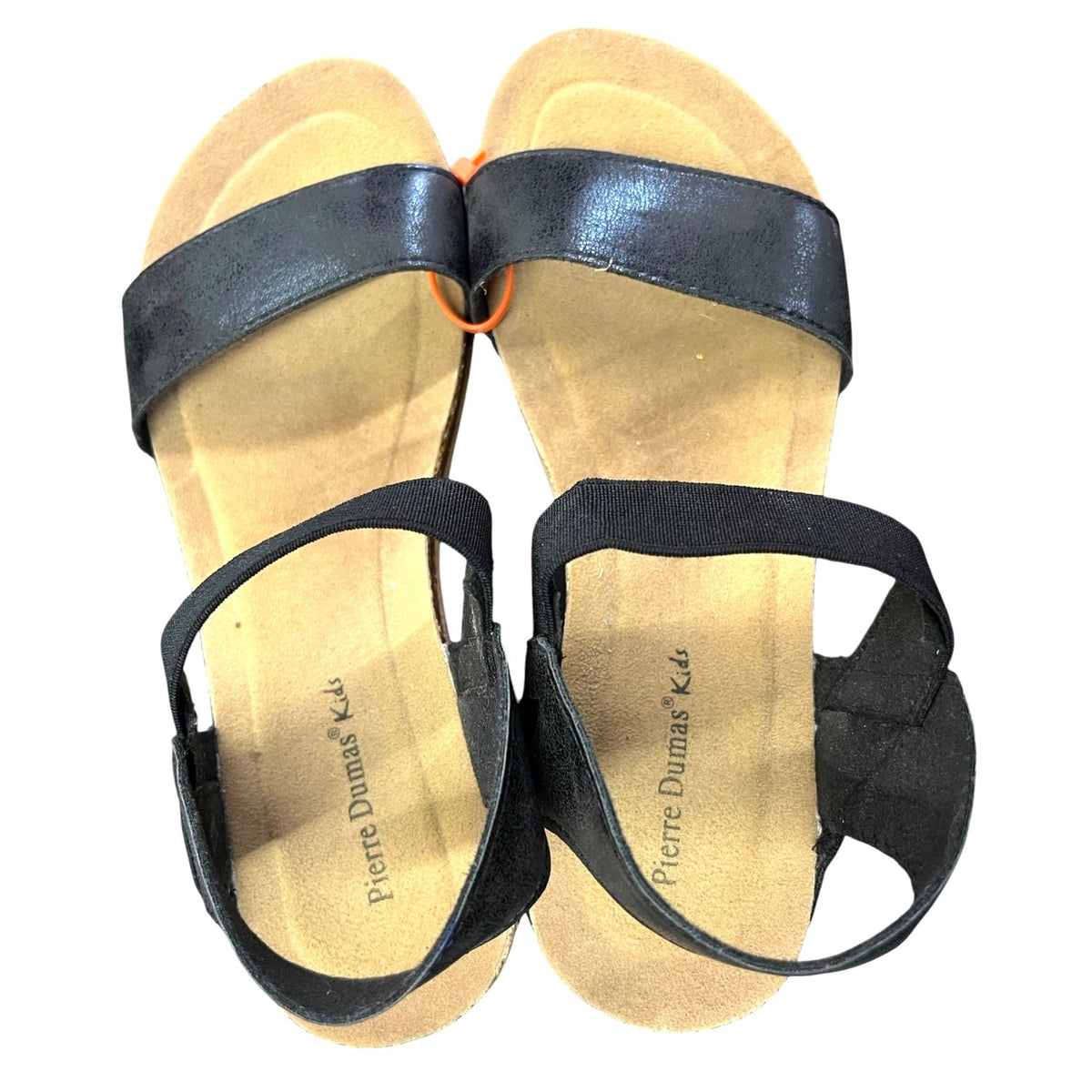 Pierre Dumas Kids Black Sandals Size 4 With Cork Sole And Elastic Straps