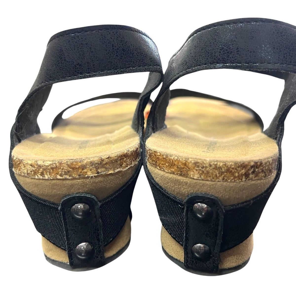Pierre Dumas Kids Black Sandals Size 4 With Cork Sole And Elastic Straps