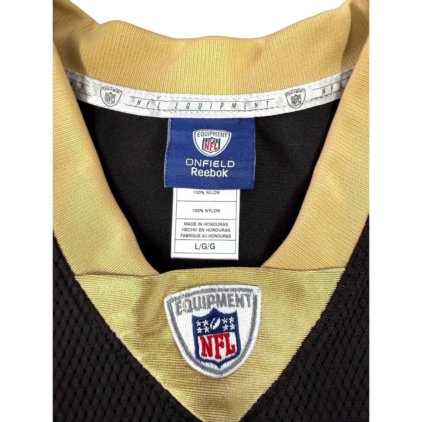 Reebok NFL New Orleans Saints Jeremy Shockey #88 Jersey Black & Gold Men's Size L