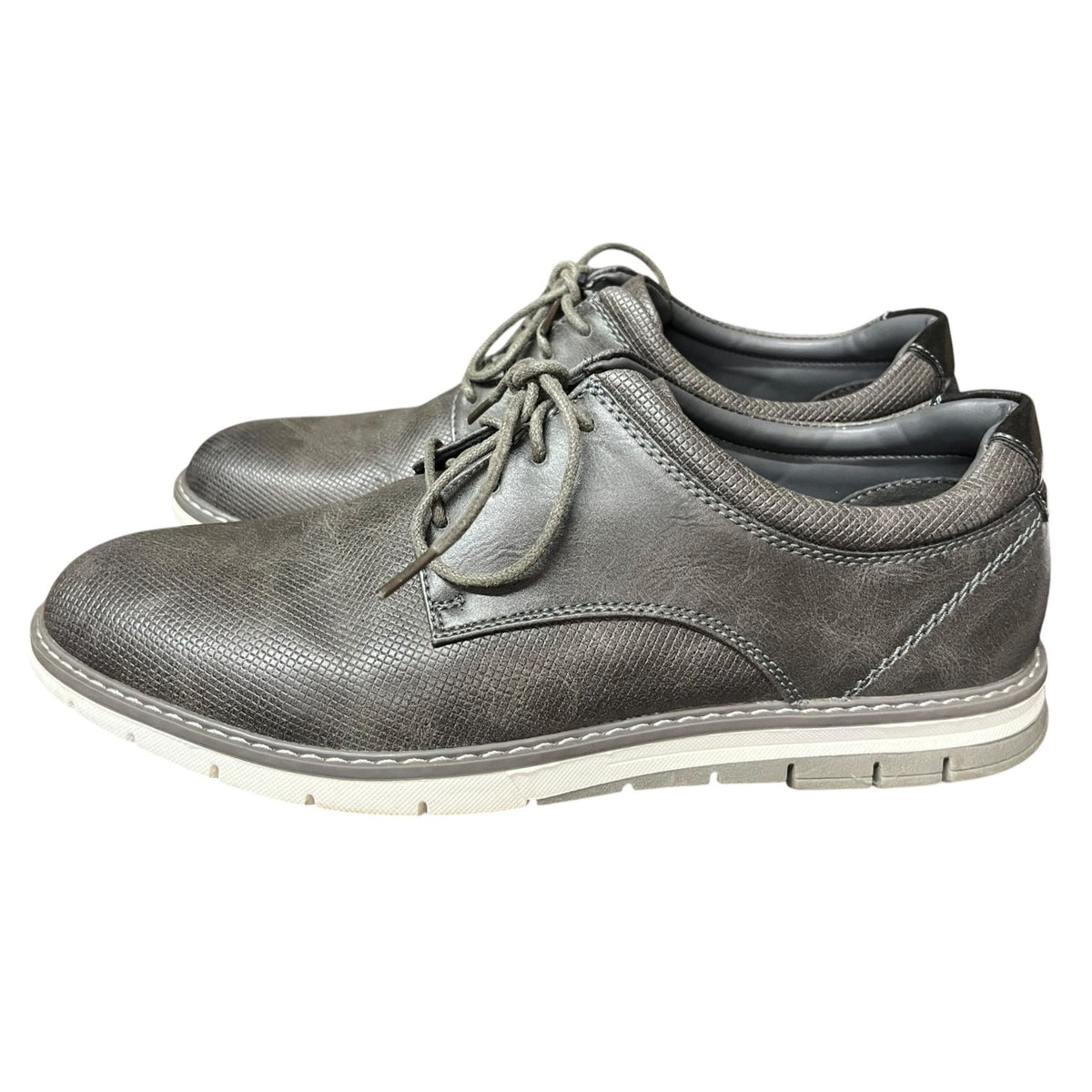 Ashford Hayes Mens Gray Textured Lace-Up Casual Shoes Size 8.5