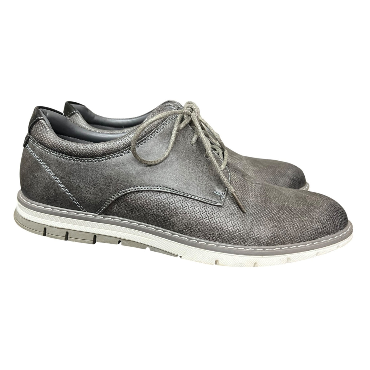 Ashford Hayes Mens Gray Textured Lace-Up Casual Shoes Size 8.5
