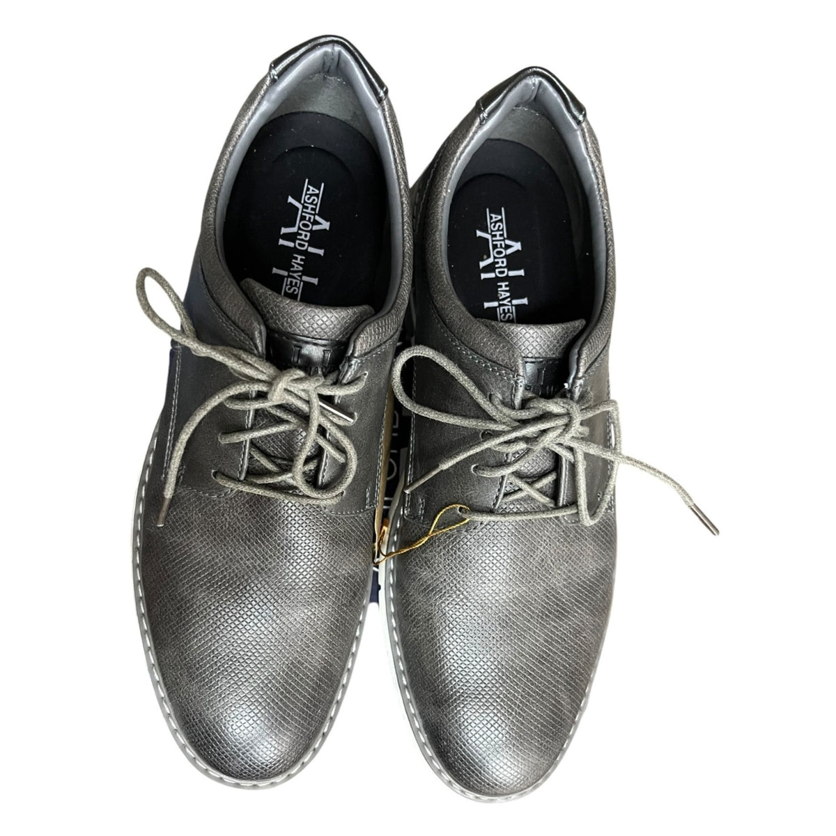 Ashford Hayes Mens Gray Textured Lace-Up Casual Shoes Size 8.5