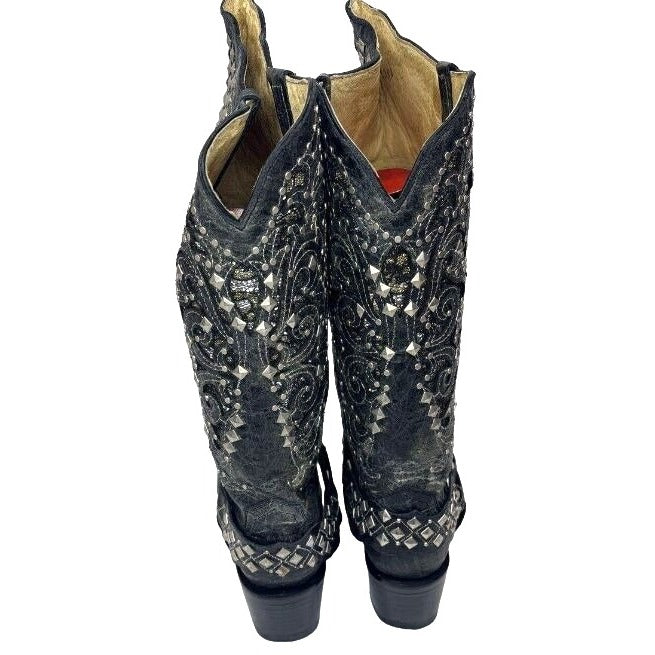 Ferrini Charcoal Country Rebel Western Leather Boot Women's Size 6