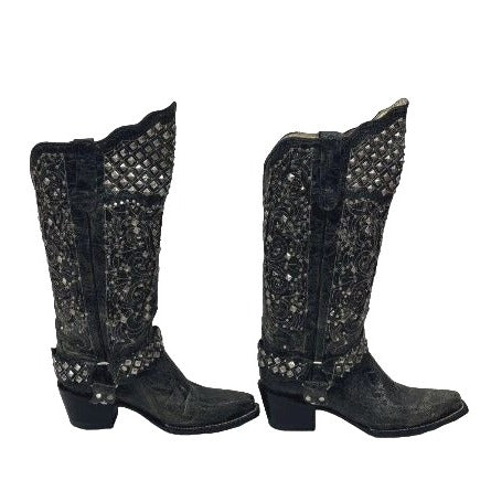 Ferrini Charcoal Country Rebel Western Leather Boot Women's Size 6