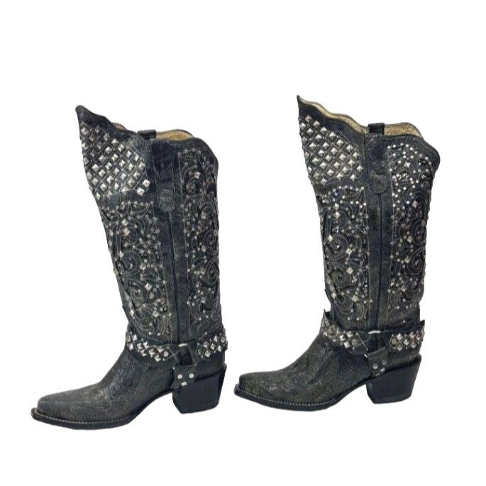 Ferrini Charcoal Country Rebel Western Leather Boot Women's Size 6