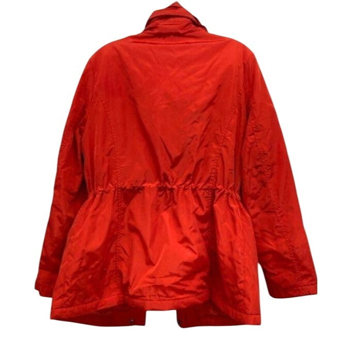Michael Michael Kors Quilted Lined Orange Jacket With Multiple Zippered Pockets Adjustable Waist & Snap Buttons Size L