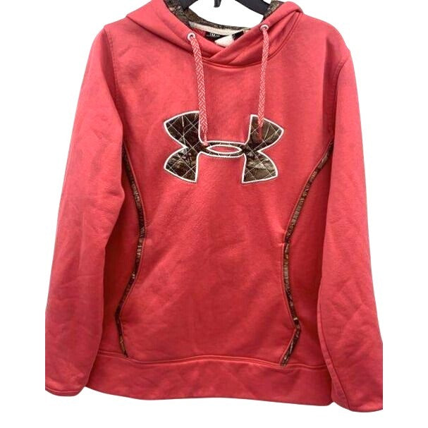 Women's Under Armour Hoodie Camo Logo Semi-Fitted Pullover Size Small