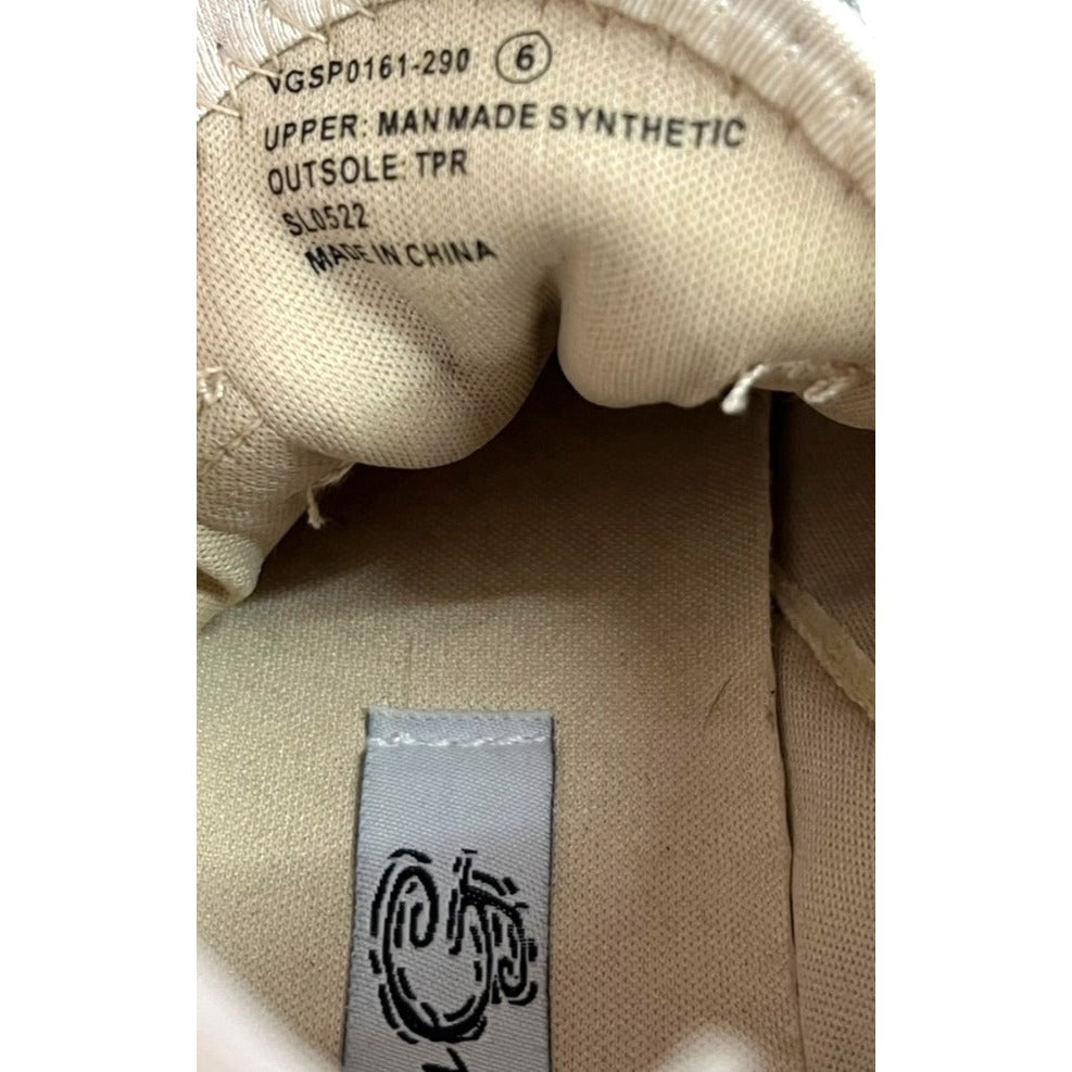 Very G Hella Cream Rhinestone Chunky Sneakers With Leopard Print Sole Size 6