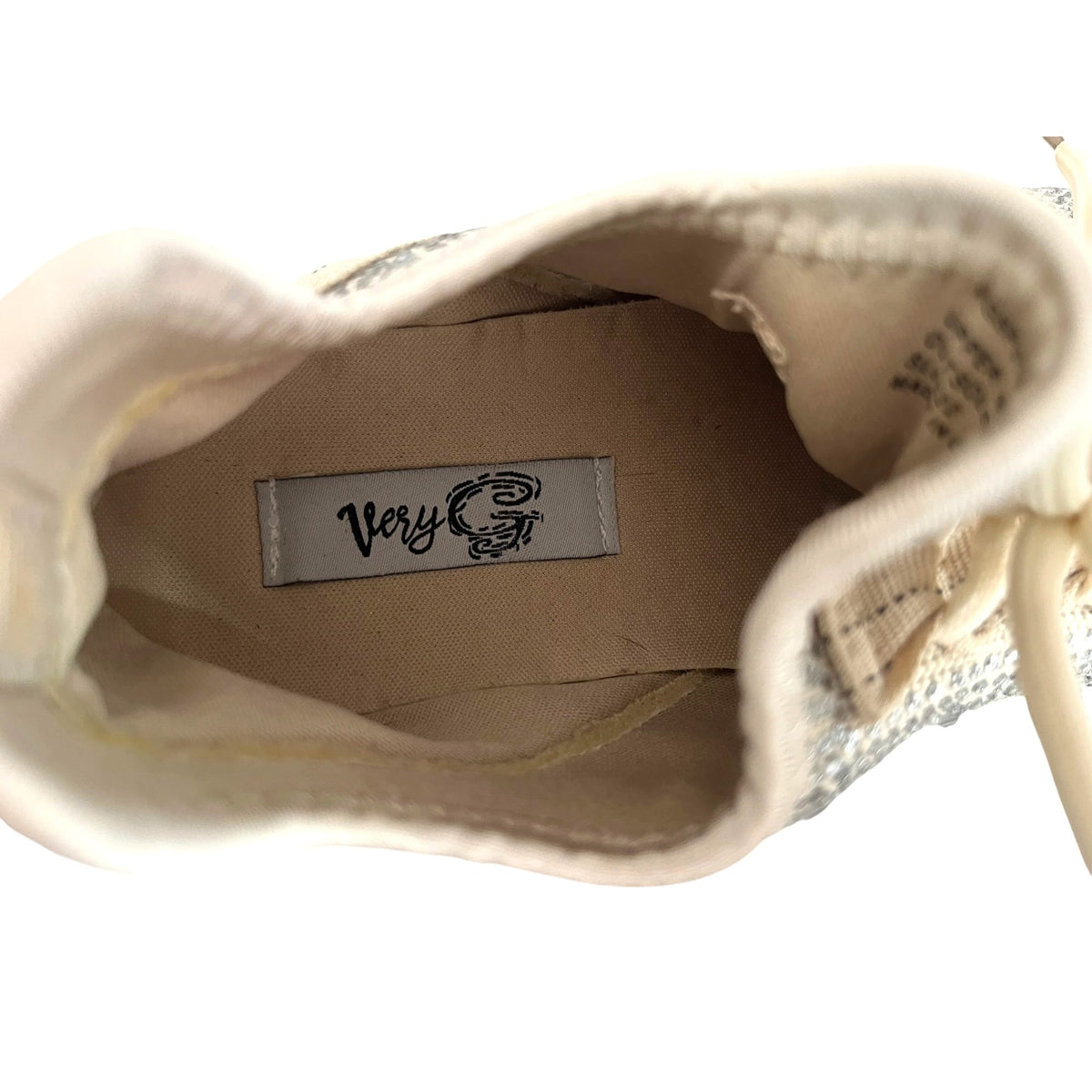 Very G Hella Cream Rhinestone Chunky Sneakers With Leopard Print Sole Size 6