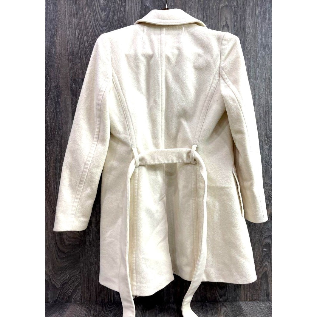 Banana Republic Womens Ivory Double-Breasted Wool Blend Coat S