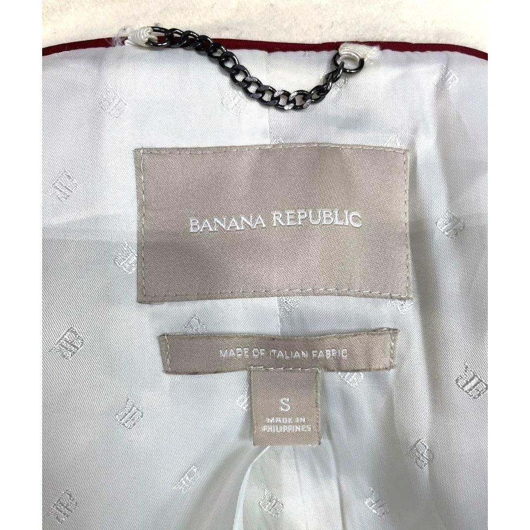 Banana Republic Womens Ivory Double-Breasted Wool Blend Coat S
