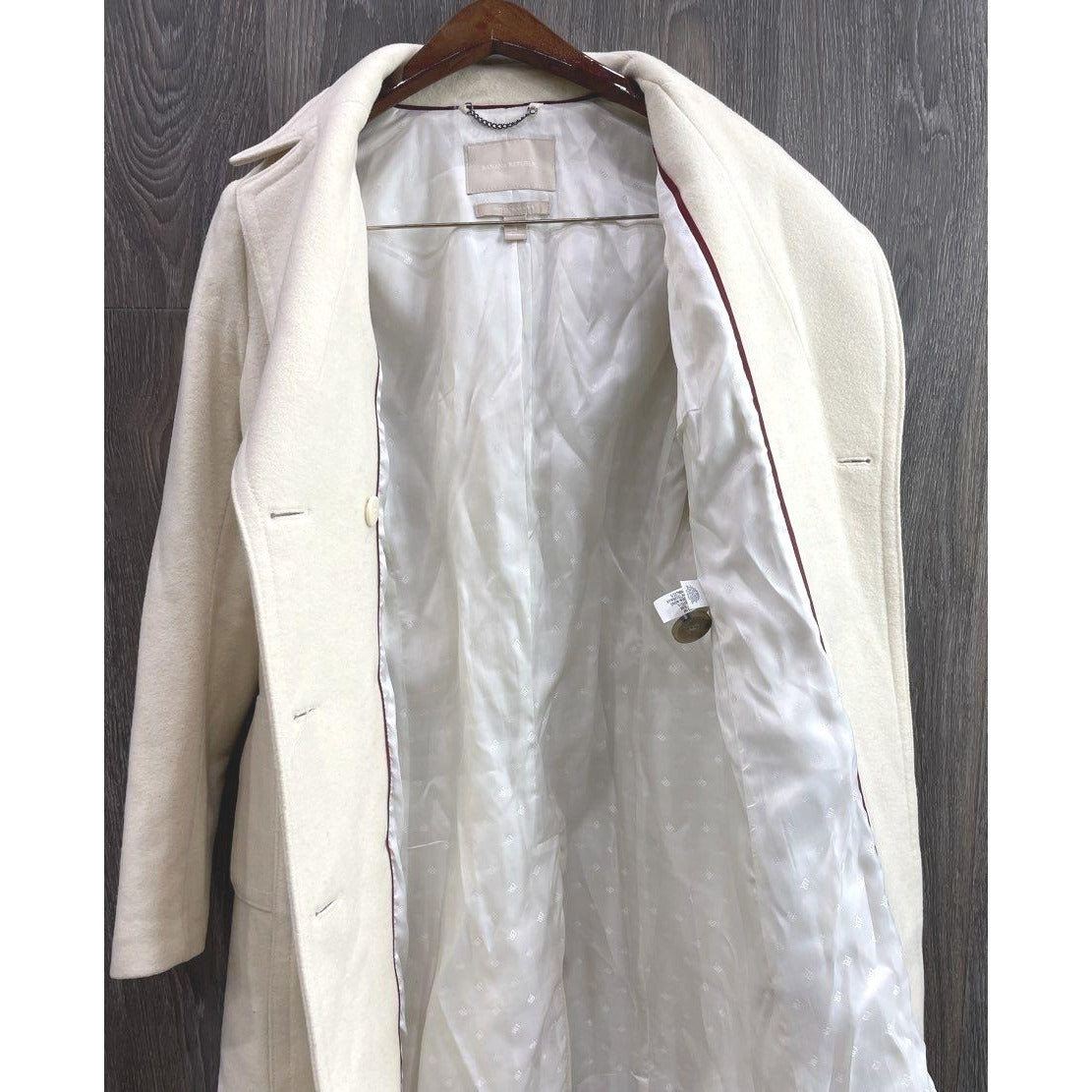 Banana Republic Womens Ivory Double-Breasted Wool Blend Coat S