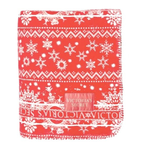 Victorias Secret Red Holiday Snowflake Throw Blanket New In Package