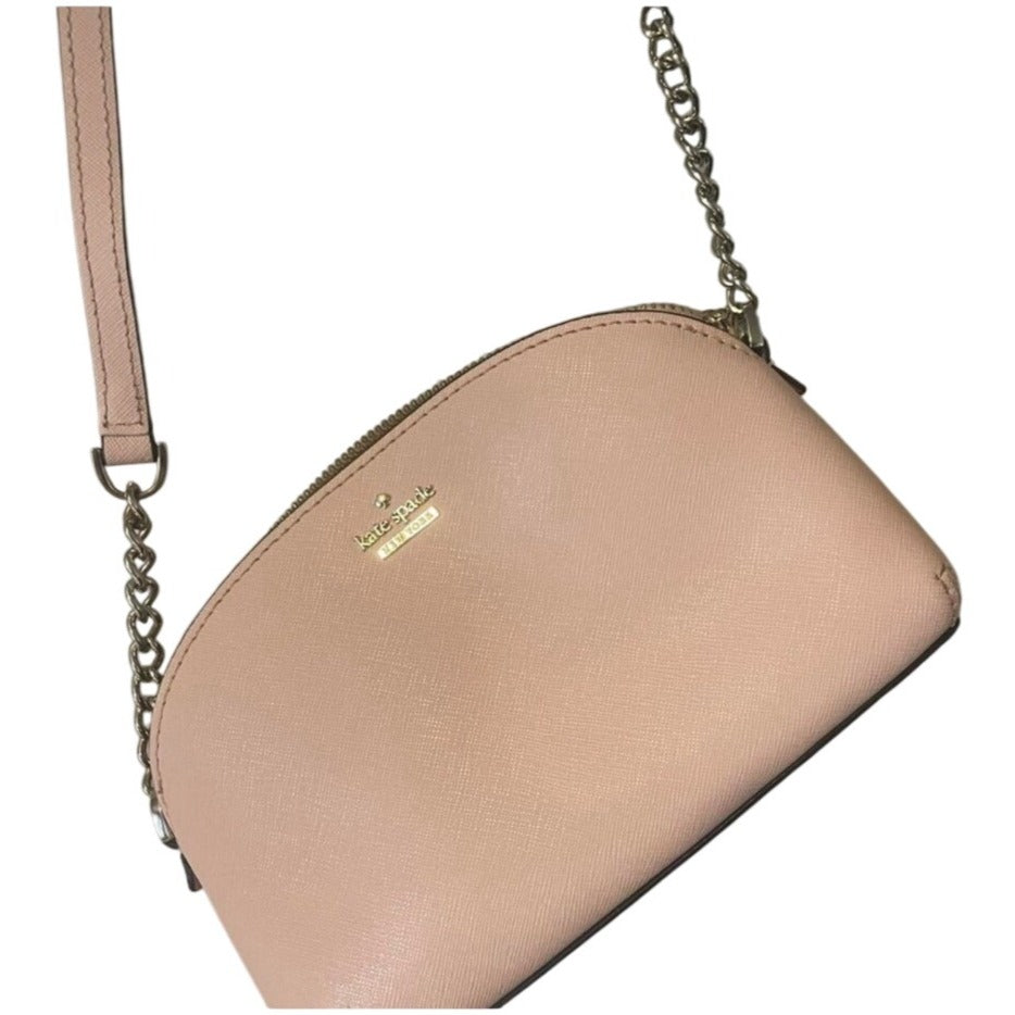 Kate Spade New York Pink Leather Crossbody Bag With Gold Chain