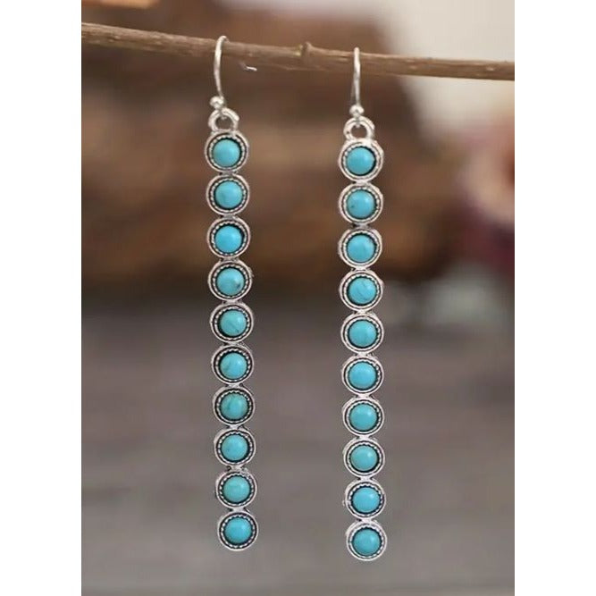 Turquoise Tassel Dangle Earrings NWB
