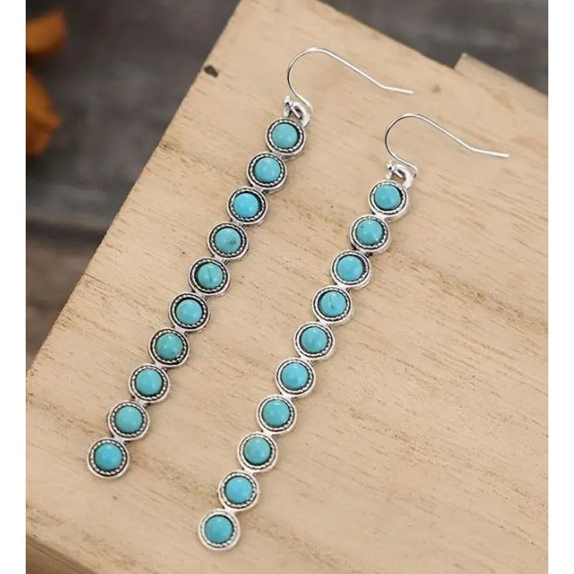 Turquoise Tassel Dangle Earrings NWB