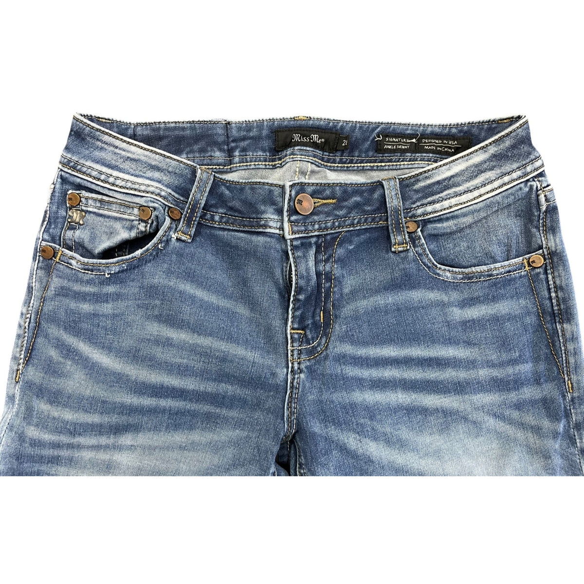 Miss Me Women's Signature Ankle Skinny Distressed Jeans Size 28
