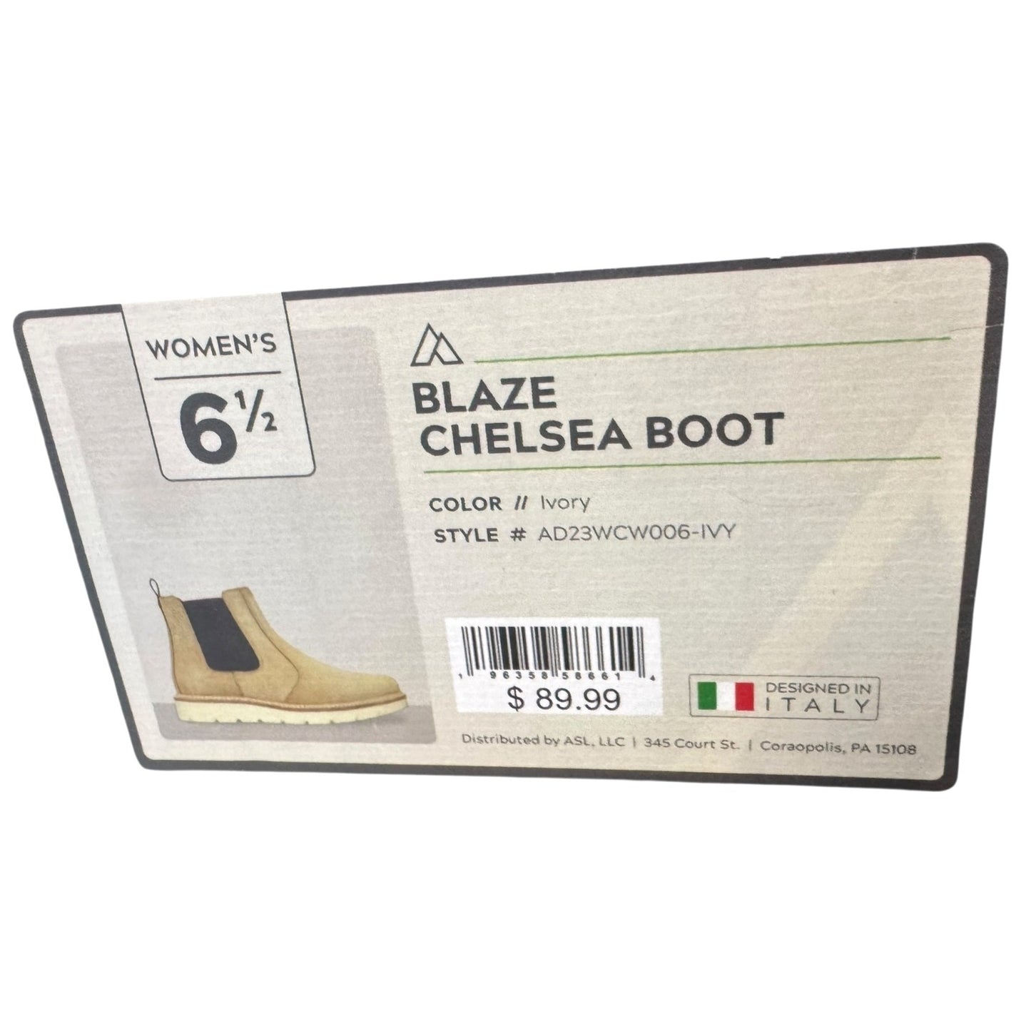 Women's 6.5 Blaze Chelsea Boot Ivory Ortholite NWB