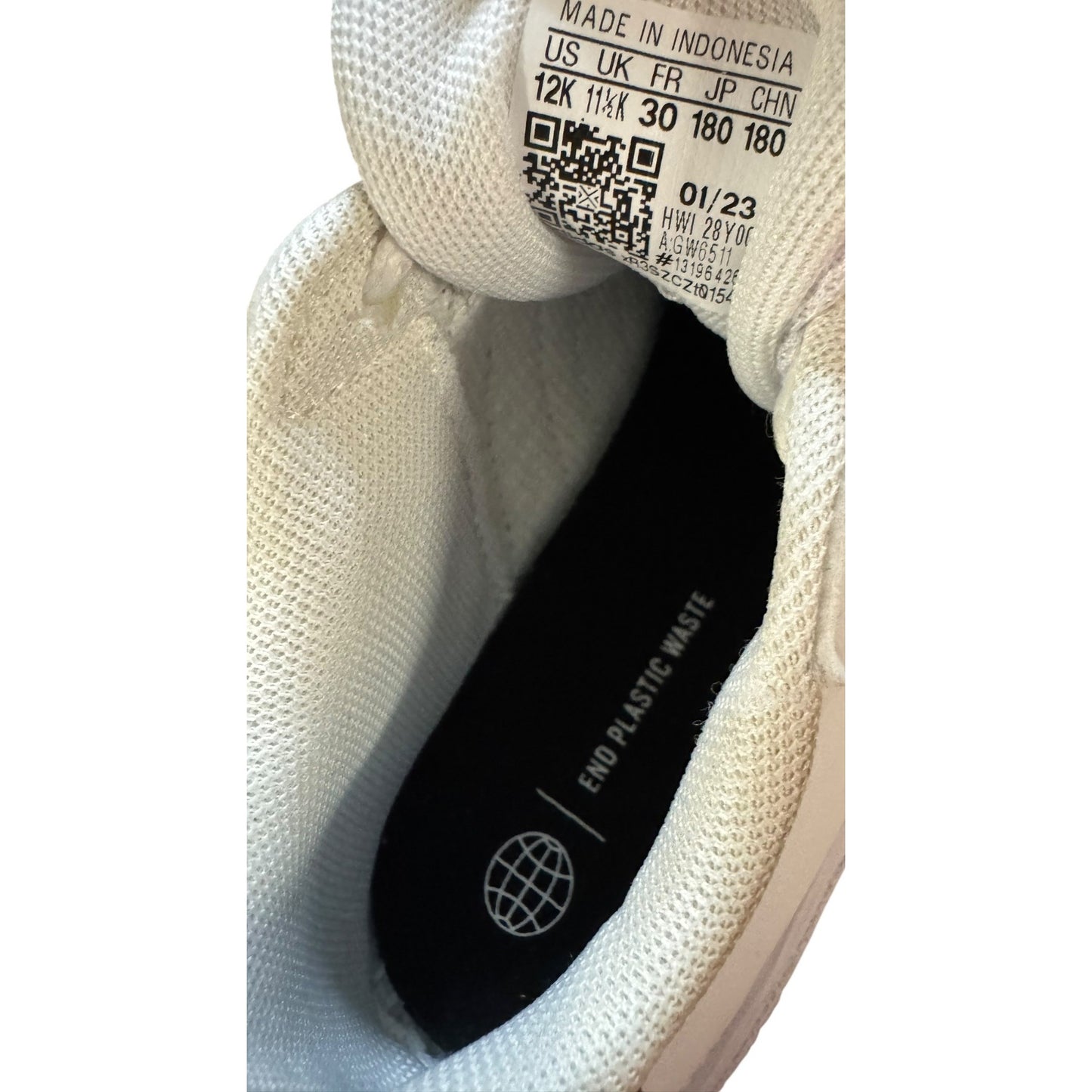 Adidas Unisex Kids White & Black Size 12 Sneakers Shoes