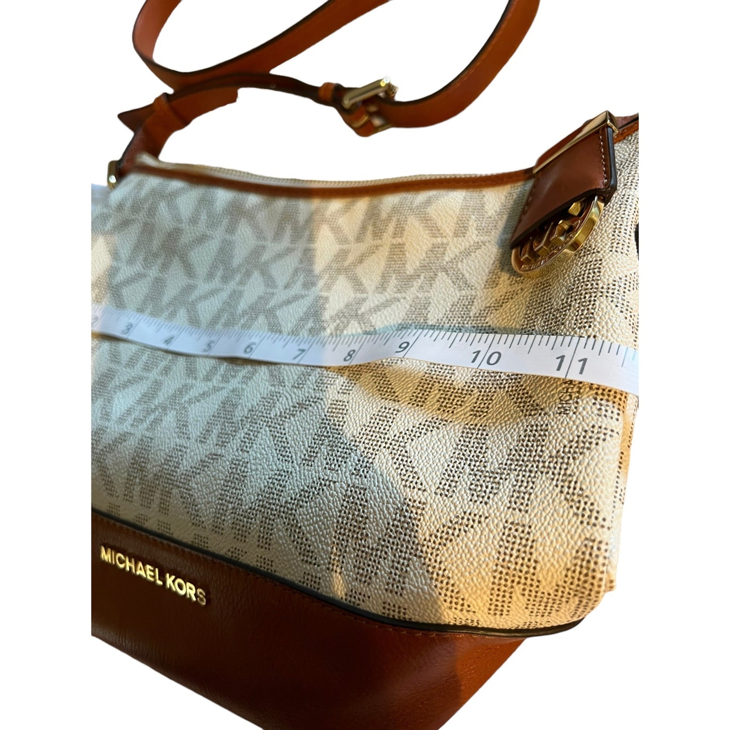 Michael Kors White Brown Crossbody Bag