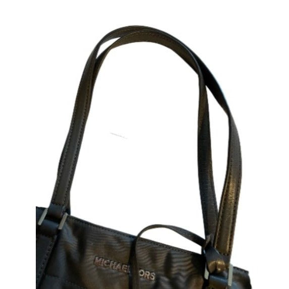 Michael Kors Black Nylon Tote Bag With Leather Straps & Logo Charm