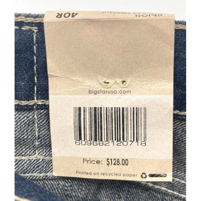 Big Star Union Regular Straight Blue Dark Wash Jeans 40R Eco-Friendly NWT