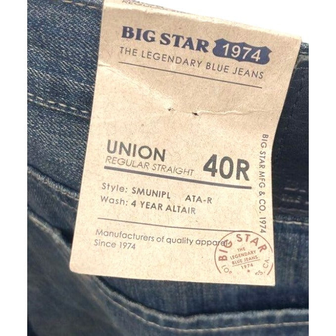 Big Star Union Regular Straight Blue Dark Wash Jeans 40R Eco-Friendly NWT