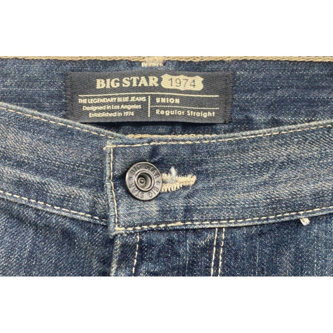 Big Star Union Regular Straight Blue Dark Wash Jeans 40R Eco-Friendly NWT