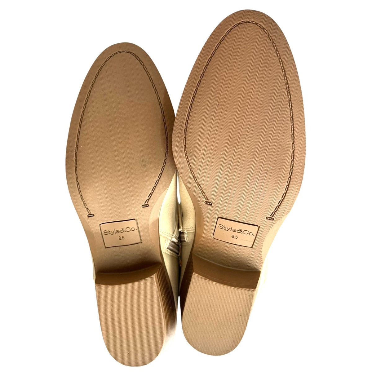 Style & Co Women's Willoww Belt Block Heel Vanilla White Booties Size 8.5 M
