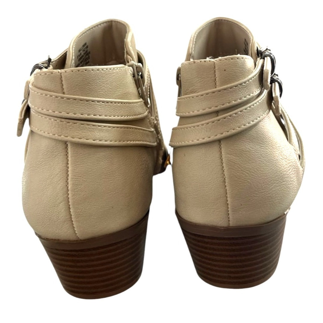 Style & Co Women's Willoww Belt Block Heel Vanilla White Booties Size 8.5 M