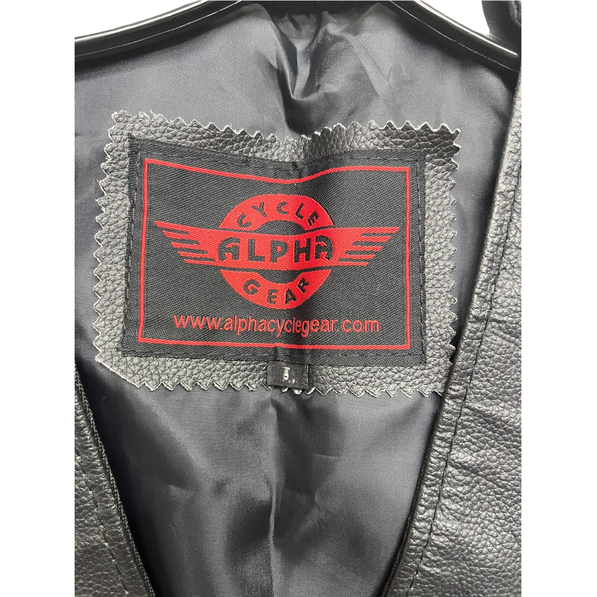 Alpha Cycle Gear Black Leather Motorcycle Vest Sz L
