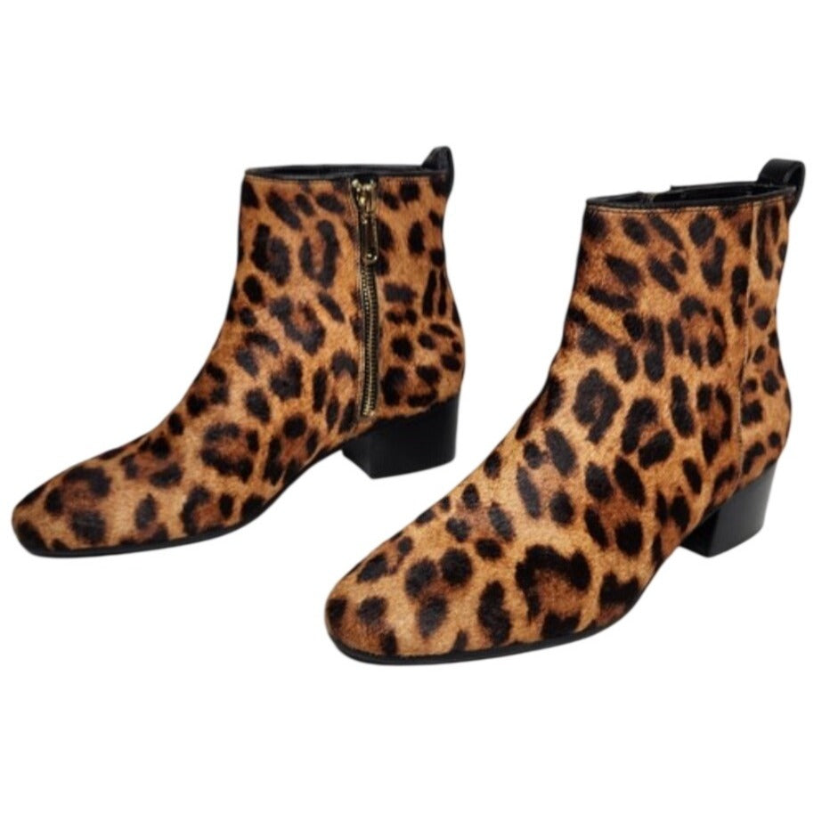 Talbots Dakota Calf Hair Leopard Ankle Boots 5M