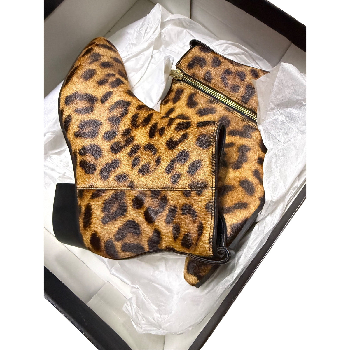 Talbots Dakota Calf Hair Leopard Ankle Boots 5M