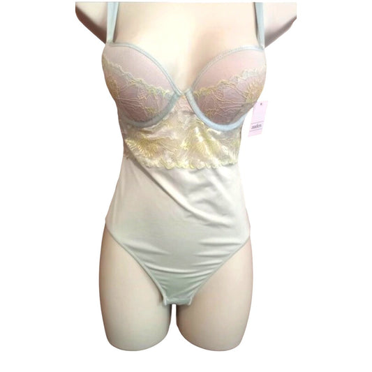 Auden Light Blue Lace Underwire Bodysuit Teddy M NWT
