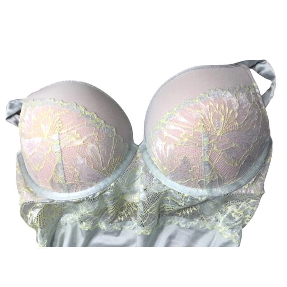 Auden Light Blue Lace Underwire Bodysuit Teddy M NWT