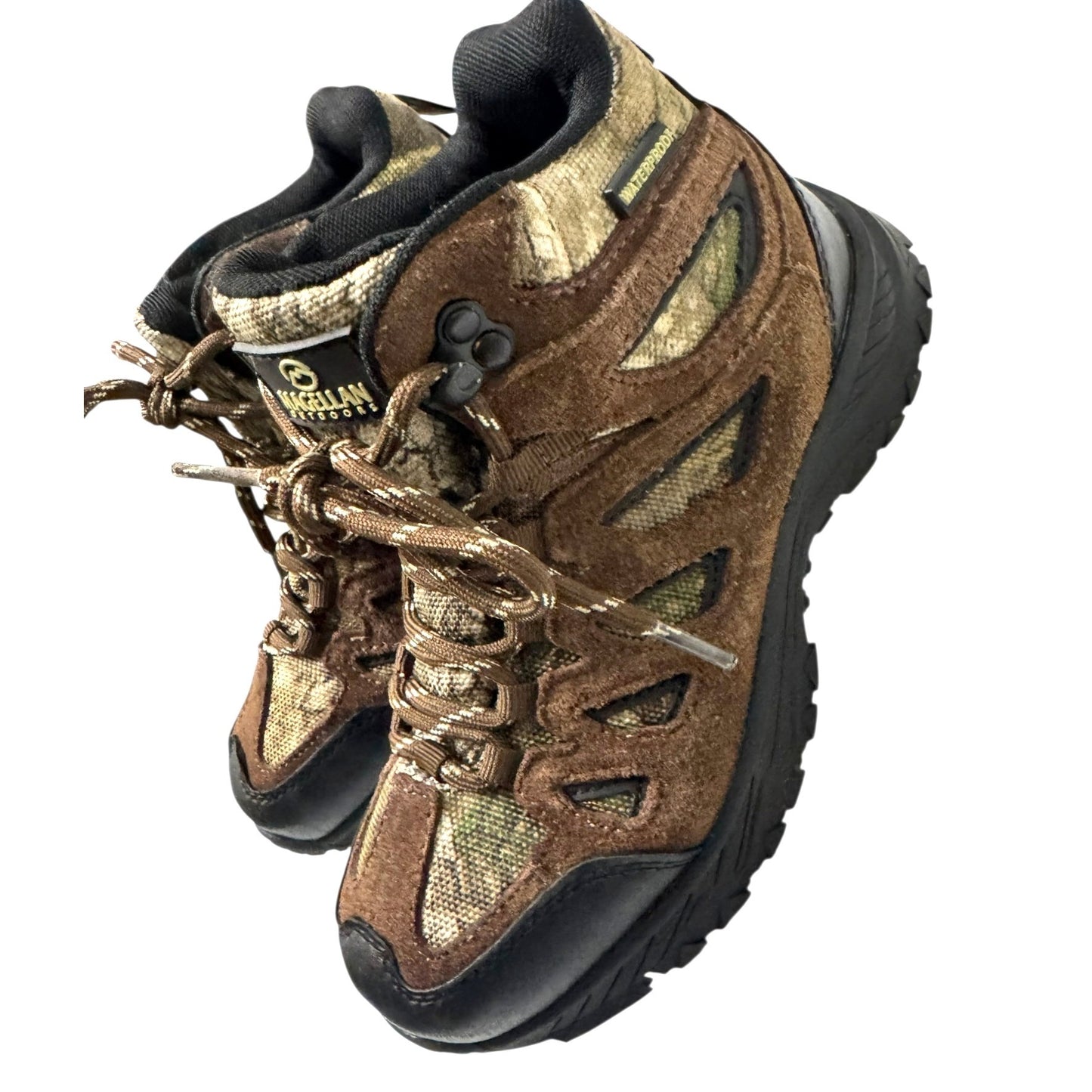Magellan Outdoors Boys Waterproof Camo Hiking Boots Size 2