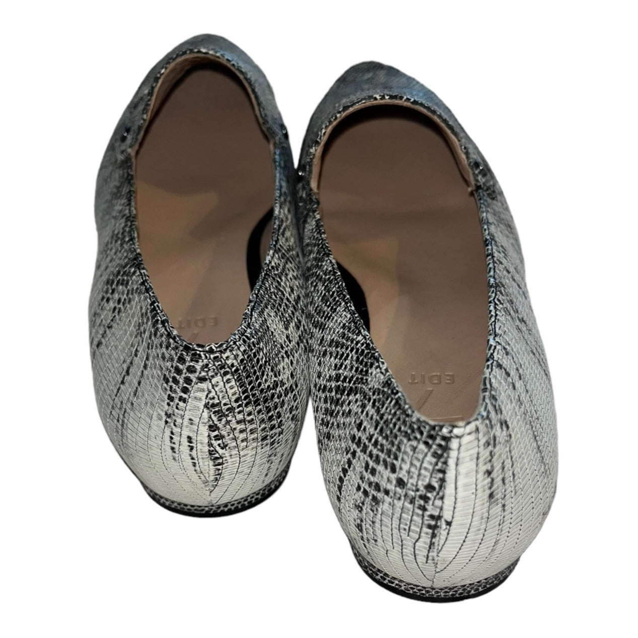 27 Edit Women's Leather Snakeskin Print Pointed Toe Loafers Size 9 Gray/Black