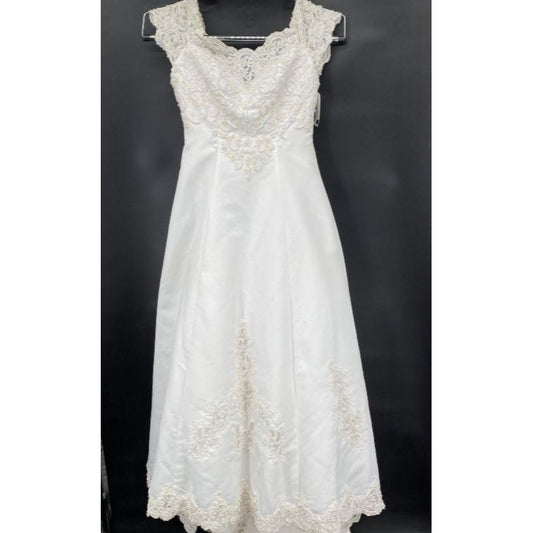 Michaelangelo Off White A-Line Cap Sleeve wedding dress SZ 14
