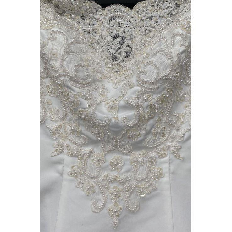 Michaelangelo Off White A-Line Cap Sleeve wedding dress SZ 14