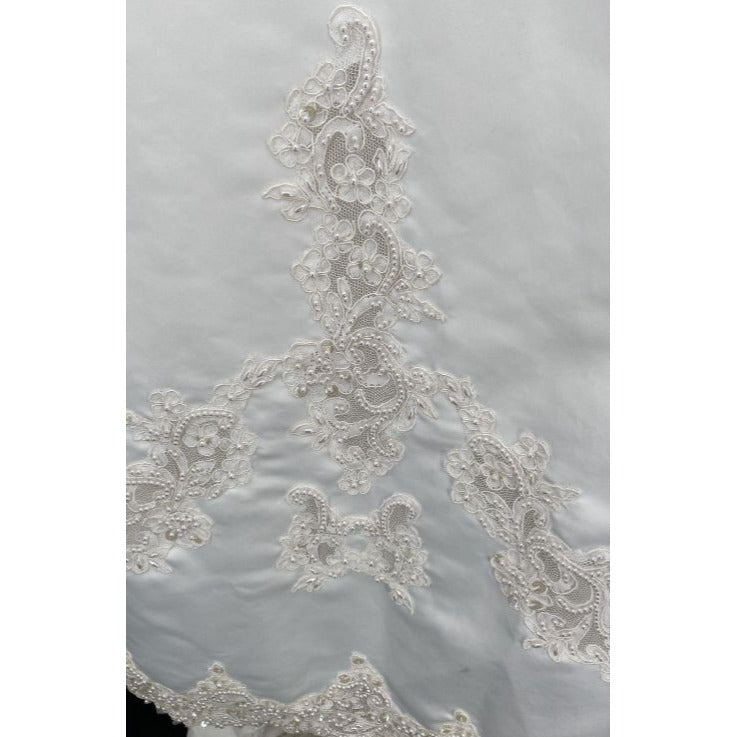 Michaelangelo Off White A-Line Cap Sleeve wedding dress SZ 14
