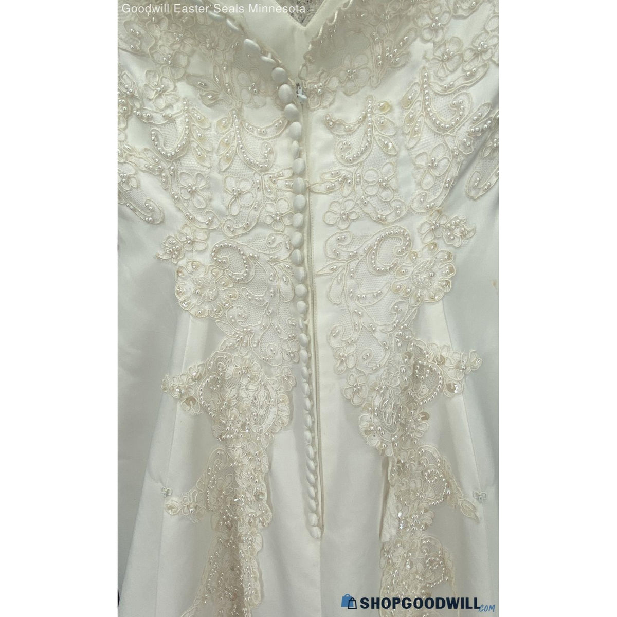 Michaelangelo Off White A-Line Cap Sleeve wedding dress SZ 14